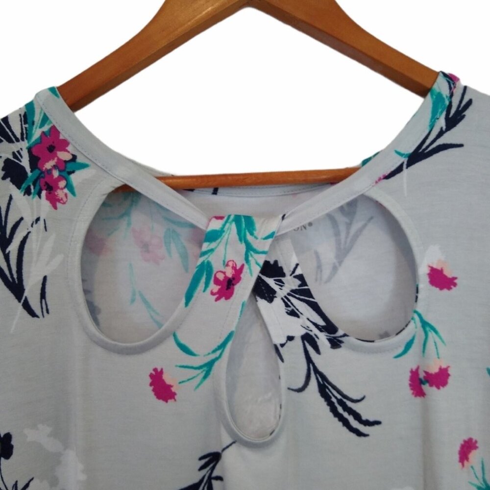 Jessica London Grey Floral Tee With Cut Out Detail 14/16 - Picture 3 of 5